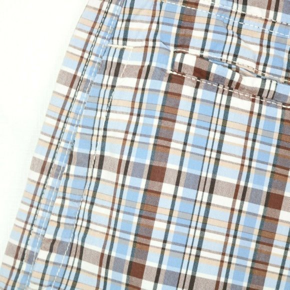 American‎ Eagle Bermuda Board Shorts Blue Brown White Plaid 30 - Picture 10 of 11